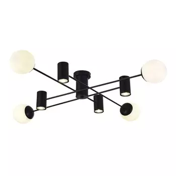 Светильник потолочный Evoluce. SLE1105-402-08. Raito. 8х5+60 Вт, GU10+E27, 4000K, 120х120х20 см, цвет чёрный