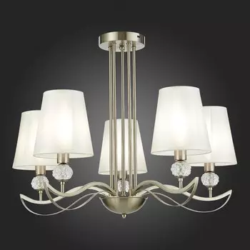 Светильник потолочный Evoluce. SLE111203-05. Bergamo. 5х40 Вт, E14, 66х66х50 см, цвет никель, прозрачный