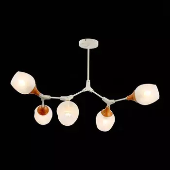 Светильник потолочный Evoluce. SLE113502-05. Ciotolla. 5х60 Вт, E27, 92х59х50 см, цвет белый, светлое дерево