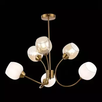 Светильник потолочный Evoluce. SLE1136-302-06. Tratti. 6х60 Вт, E27, 68х68х60 см, цвет латунь