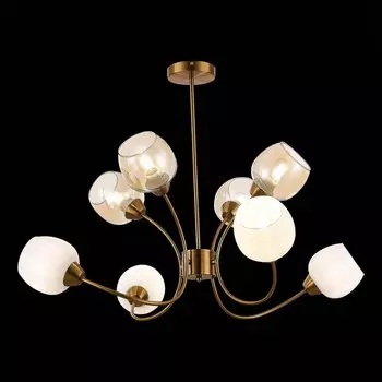 Светильник потолочный Evoluce. SLE1136-302-08. Tratti. 8х60 Вт, E27, 79х79х60 см, цвет латунь