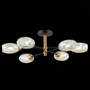 Светильник потолочный Evoluce. SLE155502-06. Gloa. 6х40 Вт, E14, 68х68х22 см, цвет чёрный, латунь