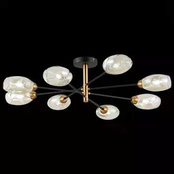 Светильник потолочный Evoluce. SLE155502-08. Gloa. 8х40 Вт, E14, 84х84х22 см, цвет чёрный, латунь