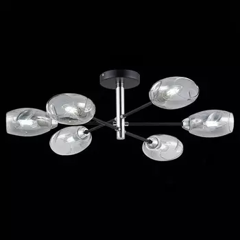 Светильник потолочный Evoluce. SLE155512-06. Gloa. 6х40 Вт, E14, 68х68х22 см, цвет чёрный, хром