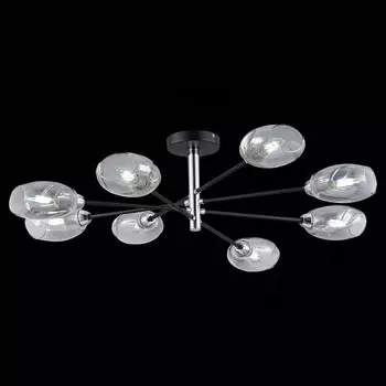 Светильник потолочный Evoluce. SLE155512-08. Gloa. 8х40 Вт, E14, 84х84х22 см, цвет чёрный, хром