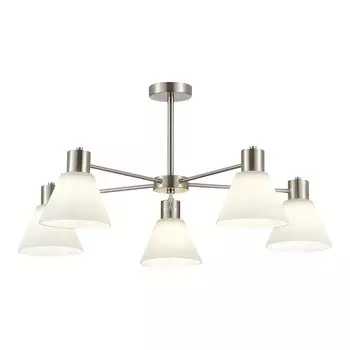 Светильник потолочный Evoluce. SLE1561-103-05. Arki. 5х60 Вт, E27, 76х76х38 см, цвет никель