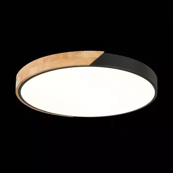 Светильник потолочный Evoluce. SLE200942-01. Festa. 1х45 Вт, LED, 3000K/4000K/6000K, 2700 Lm, 50, 8х50, 8х5 см, цвет чёрный, светлое дерево