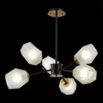 Светильник потолочный Evoluce. SLE205102-06. Terramo. 6х60 Вт, E27, 77,5х77,5х57,5 см, цвет латунь, чёрный