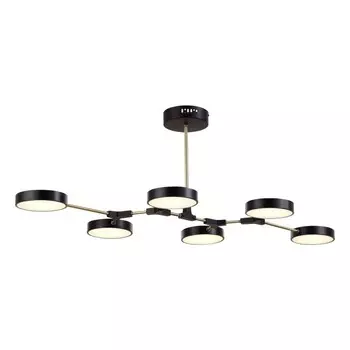 Светильник потолочный Evoluce. SLE6004-402-06. Monta. 6х10 Вт, LED, 3000K-6000K, 6600 Lm, 111х65х35 см, цвет чёрный, латунь