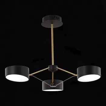 Светильник потолочный Evoluce. SLE6005-402-03. Valle. 3х10 Вт, LED, 3000K-6000K, 3300 Lm, 67х67х47 см, цвет чёрный, золотистый