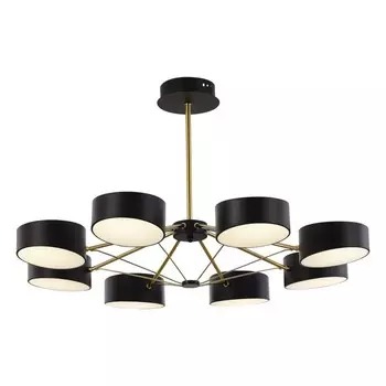 Светильник потолочный Evoluce. SLE6005-402-08. Valle. 8х10 Вт, LED, 3000K-6000K, 9600 Lm, 81х81х48 см, цвет чёрный, золотистый