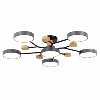 Светильник потолочный Evoluce. SLE6006-702-06. Faema. 6х12 Вт, LED, 3000K/4500K/6000K, 7200 Lm, 81х81х14 см, цвет серый