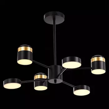 Светильник потолочный Evoluce. SLE6007-402-06. Tezze. 6х7 Вт, LED, 3000K, 4200 Lm, 61х61х41 см, цвет чёрный, золотистый