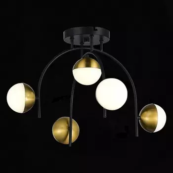 Светильник потолочный Evoluce. SLE6500-402-05. Aarnio. 5х8 Вт, LED, 4000K, 2150 Lm, 55х50х35 см, цвет чёрный, золотистый