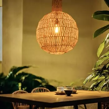 Светильник потолочный из ротанга "Фирман" 1х120Вт, Е27, 50х50х120 см