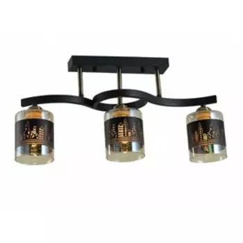 Светильник потолочный «Сити», 40Вт, Е27, 18x102x28 см, цвет чёрный, античная бронза