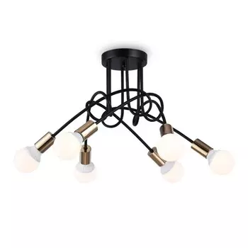 Светильник потолочный в стиле лофт Ambrella light, Loft, TR80419, 6хE27, цвет чёрный, золото