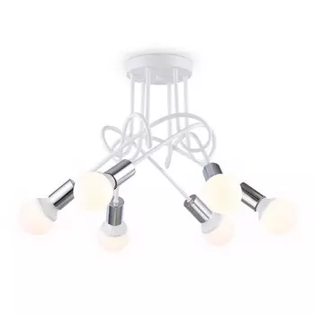 Светильник потолочный в стиле лофт Ambrella light, Loft, TR80417, 6хE27, цвет белый, хром