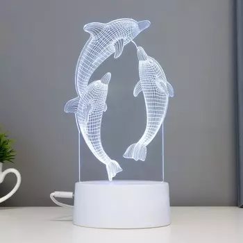 Светильник сенсорный «Дельфины» LED 7 цветов USB/от батареек белый RISALUX