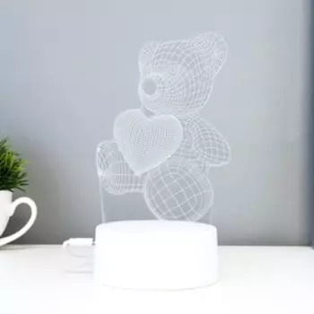 Светильник сенсорный «Мишутка» LED 7 цветов USB/от батареек белый
