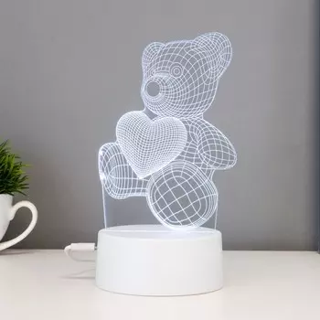 Светильник сенсорный «Мишутка» LED 7 цветов USB/от батареек белый