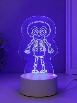 Светильник 3D RISALUX «Скелетик», LED-ночник, RGB, от сети, 9.58.514.8 см