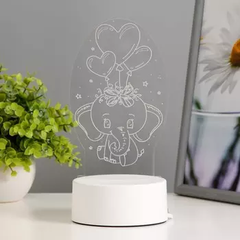 Светильник 3D RISALUX «Слоненок», LED-ночник, RGB, от сети, 119.518 см