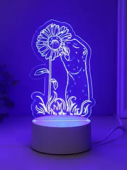 Светильник 3D RISALUX «Суслик и ромашка», LED-ночник, RGB, от сети, 9.510.117 см