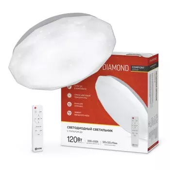 Светильник светодиодный COMFORT DIAMOND 120Вт 230В 3000-6500K 9600Лм 500x80 мм, с пультом ДУ 94623