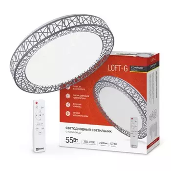 Светильник светодиодный COMFORT Loft-G 55Вт 230В 3000-6500K 4400Лм 400x105 мм, с пультом ДУ 946235