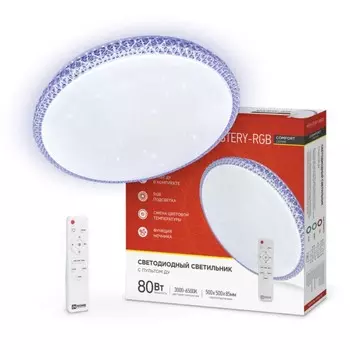 Светильник светодиодный COMFORT MYSTERY-RGB 80Вт 230В 3000-6500K 6000Лм 500x80 мм, с пультом ДУ 94