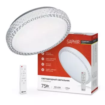 Светильник светодиодный COMFORT SAPHIR 75Вт 230В 3000-6500K 6000Лм 490x115 мм, с пультом ДУ 946236