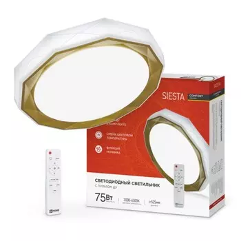 Светильник светодиодный COMFORT SIESTA 75Вт 230В 3000-6500K 6000Лм 520x90 мм, с пультом ДУ