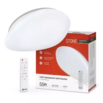 Светильник светодиодный COMFORT STONE 55Вт 230В 3000-6500K 4400Лм 450x90 мм, с пультом ДУ