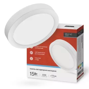 Светильник светодиодный накладной, NRLP-VC 15Вт 230В 6500К 1200Лм 170 мм IP40