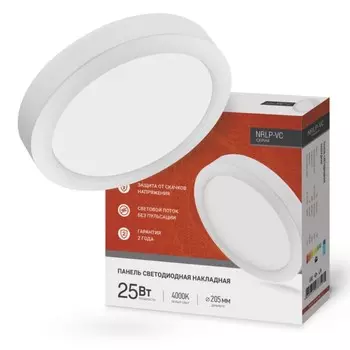 Светильник светодиодный накладной, NRLP-VC 25Вт 230В 4000К 2000Лм 205 мм IP40