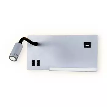 Светильник светодиодный настенный с полкой, USB портом и выключателем Ambrella light, Wall, FW292, LED, 5 Вт, 375Lum, 4200К, цвет серый, чёрный