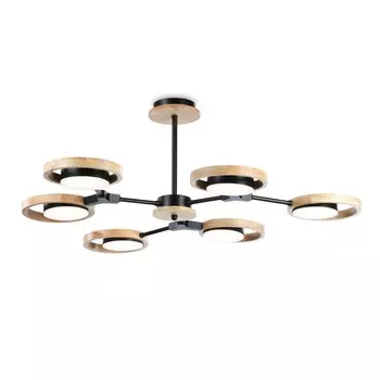 Светильник светодиодный подвесной Ambrella light, LineTech, FL51619, 6хLED, 42 Вт, 3150Lum, 3000-6400К, цвет чёрный, светлое дерево