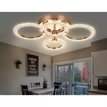 Светильник светодиодный потолочный с пультом Ambrella light, Original, FA416, 4хLED, 60 Вт, 4500Lum, 3000-6400К, цвет золото, прозрачный