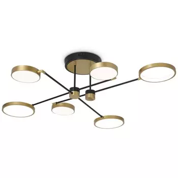 Светильник светодиодный потолочный с пультом Ambrella light, LineTech, FL5157, 6хLED, 84 Вт, 6300Lum, 3000-6400К, цвет чёрный, золото