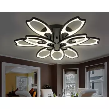 Светильник светодиодный потолочный с пультом Ambrella light, Original, FA581, 9хLED, 162 Вт, 12150Lum, 3000-6400К, цвет чёрный, прозрачный