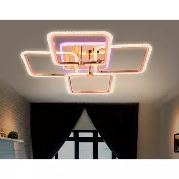 Светильник светодиодный потолочный с пультом Ambrella light, Original, FA538, 4хLED, 148 Вт, 11100Lum, 3000-6400К, цвет золото