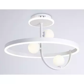 Светильник светодиодный потолочный со сменной лампой и пультом управления Ambrella light, LineTech, FL66261, G9, 56 Вт, 4200Lum, 3000-6400К, цвет белый, белый матовый