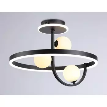 Светильник светодиодный потолочный со сменной лампой и пультом управления Ambrella light, LineTech, FL66263, G9, 56 Вт, 4200Lum, 3000-6400К, цвет чёрный, белый матовый