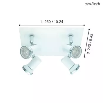 Светильник TAMARA 4x3,3Вт GU10 IP44 белый, хром