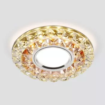 Светильник точечный встраиваемый с LED подсветкой Elektrostandard, Lusi, 120х120х32 мм, G5.3, 4200К, цвет прозрачный, тонированный