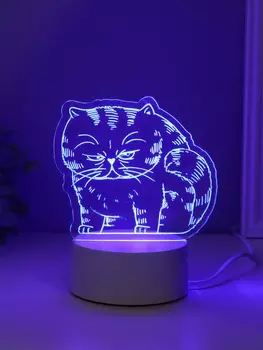 Светильник 3D RISALUX «Толстый кот», LED-ночник, RGB, от сети, 9.516.716 см