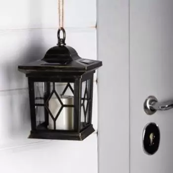 Светильник уличный на солн. бат. Uniel "Фонарь" 14x22 см, IP44, 1 LED, эфф. пламени, Т/БЕЛЫЙ