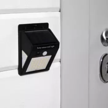 Садовый светильник, уличный, на солнечной батарее с датчиком движения, накладной, 40 LED, свечение белое