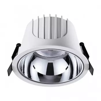 Светильник встраиваемый светодиодный Novotech. Knof, 30Вт, Led, 82х126х126 мм, цвет корпус белый, рефлектор хром